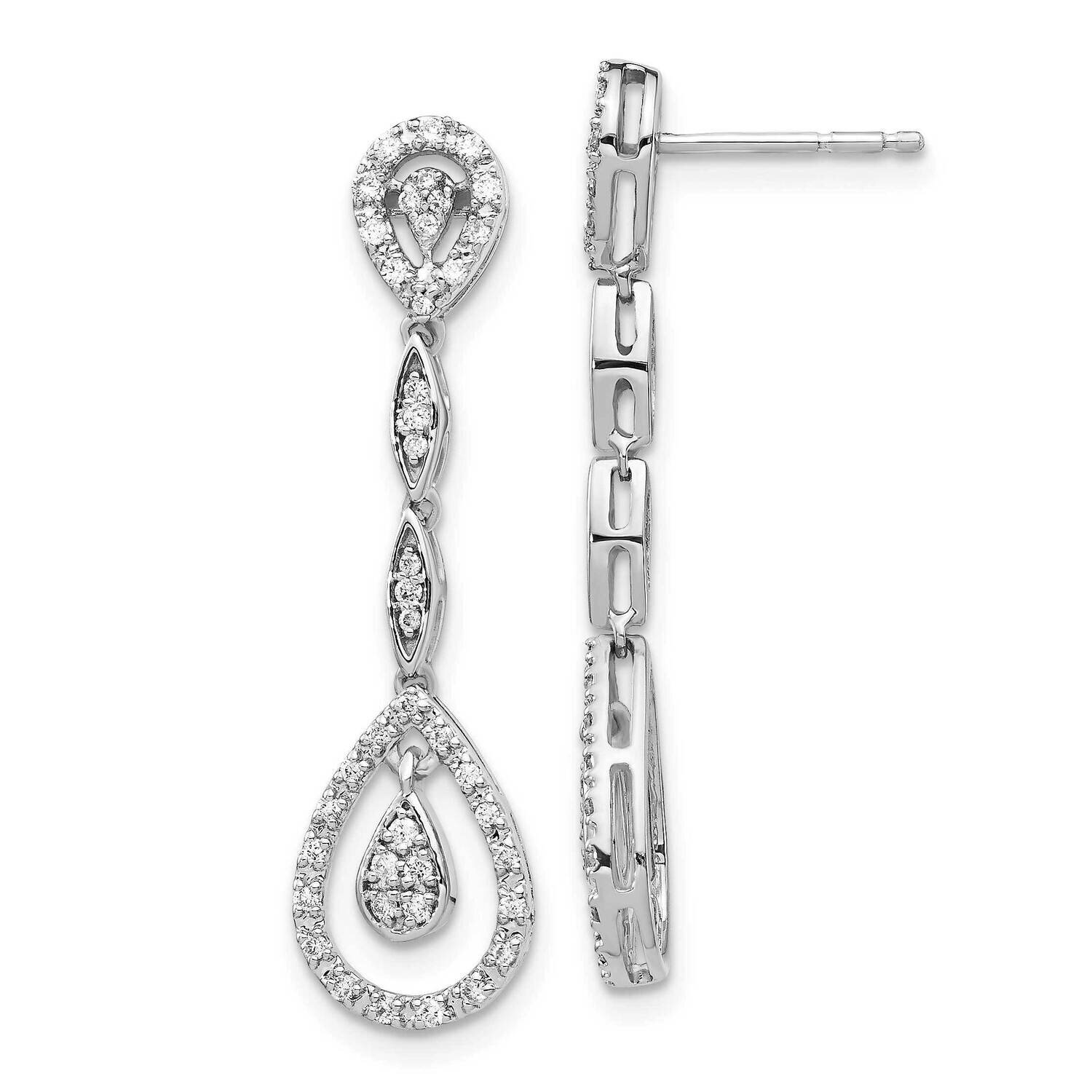 Dangle Earrings 14k White Gold Diamond EM5571-033-WA, MPN: EM5571-033-WA, 883957280295