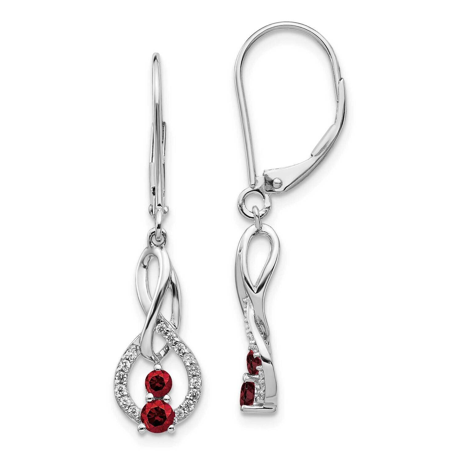 Red/White Diamond Leverback Earrings 14k White Gold EM5581-RD-050-WA, MPN: EM5581-RD-050-WA, 883957…