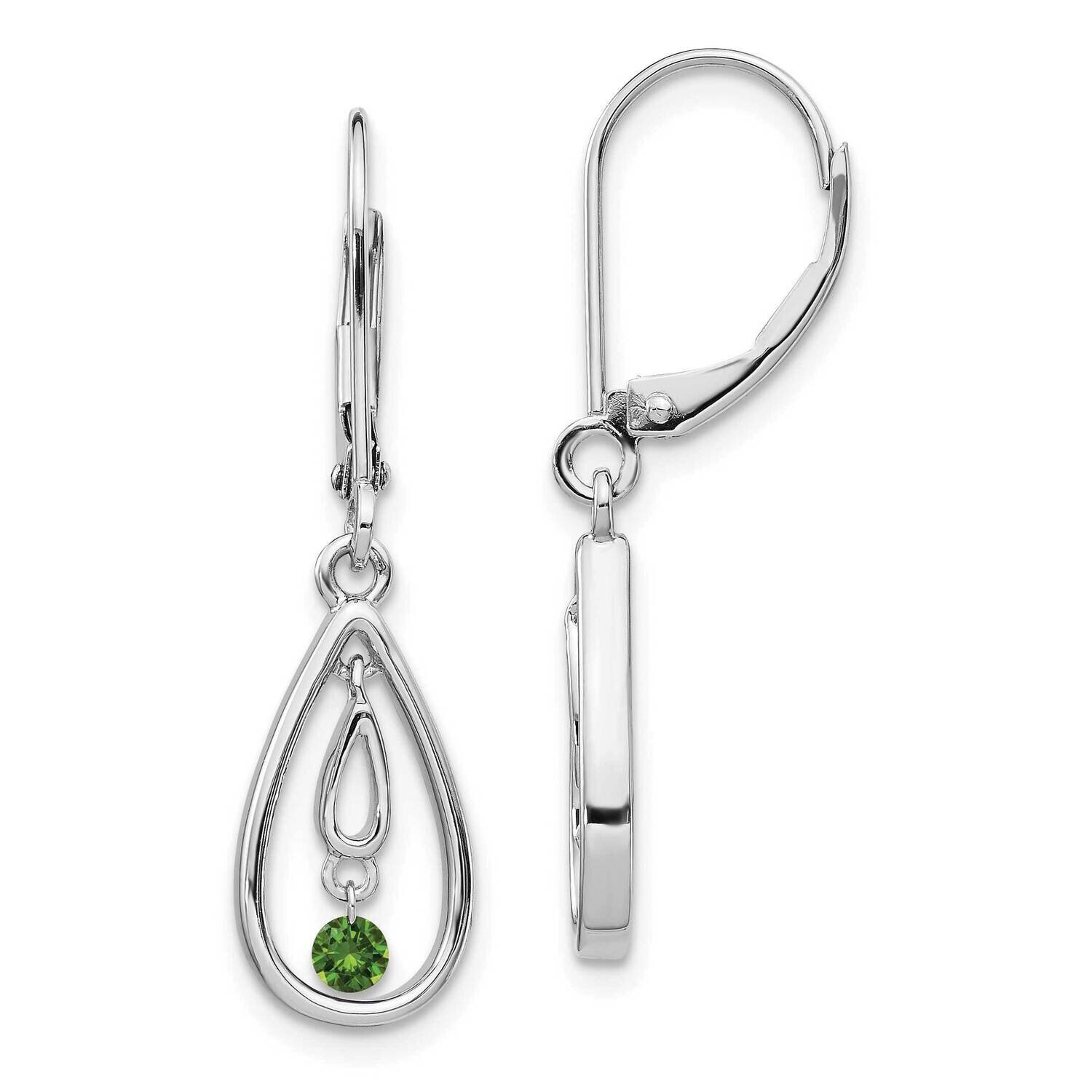 Green Diamond Leverback Earrings 14k White Gold EM5582-GD-013-WA