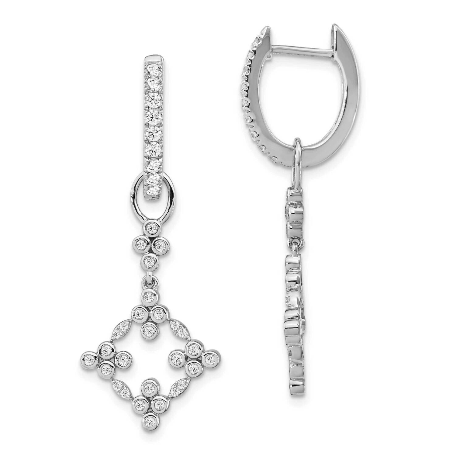 Diamond Vs/Si, D E F, Bloom Dangle Hoop Earring 14k White Gold True Origin Lab Grown EM6344-062-WLD…