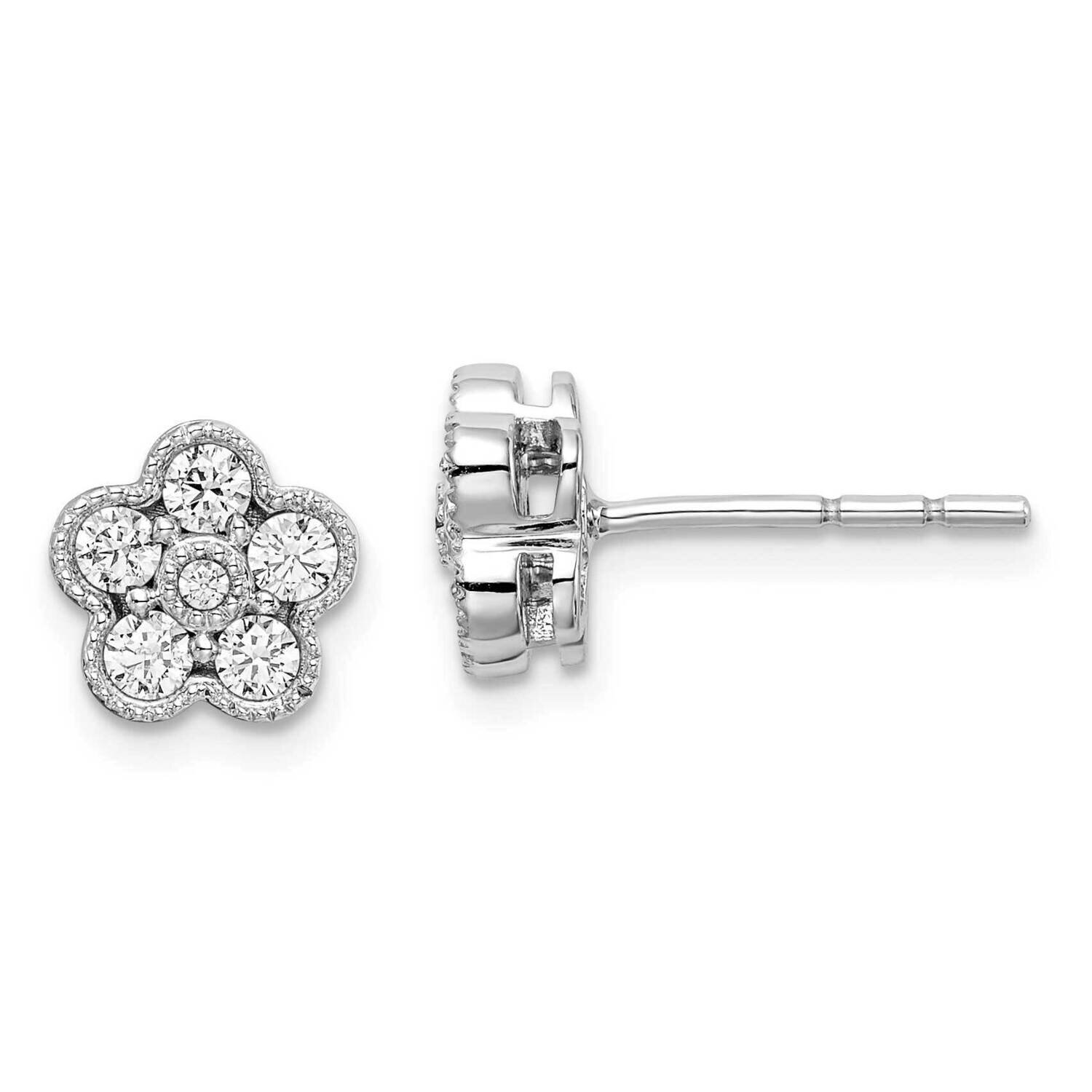 Diamond Vs/Si, D E F, Floral Post Earrings 14k White Gold True Origin Lab Grown EM6345-050-WLD, MPN…