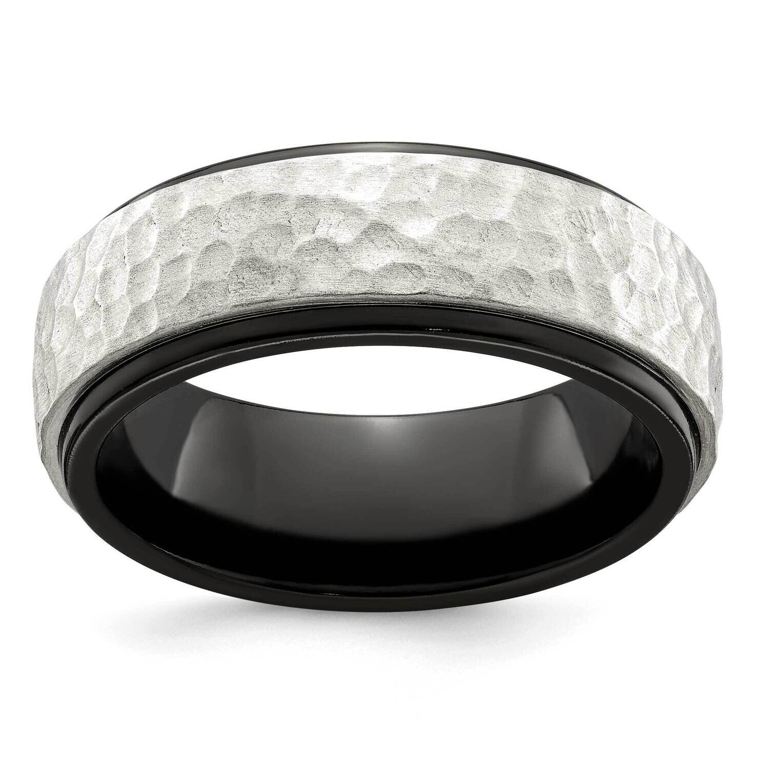 Edward Mirell Black Ti Argentinium Hammered 8mm Band Sterling Silver EMR339-10.5, MPN: EMR339, 1911…