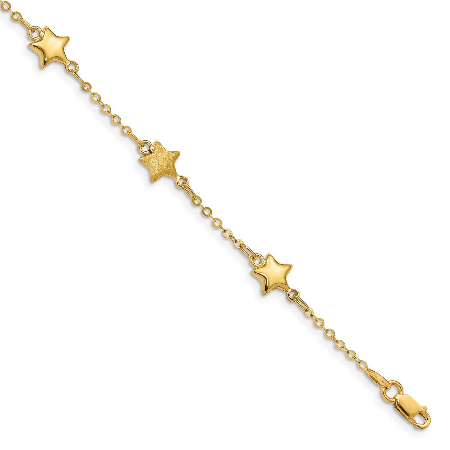 Brushed &amp; Polished Stars Bracelet 14k Gold FB1546-7, MPN: FB1546-7, 191101980596