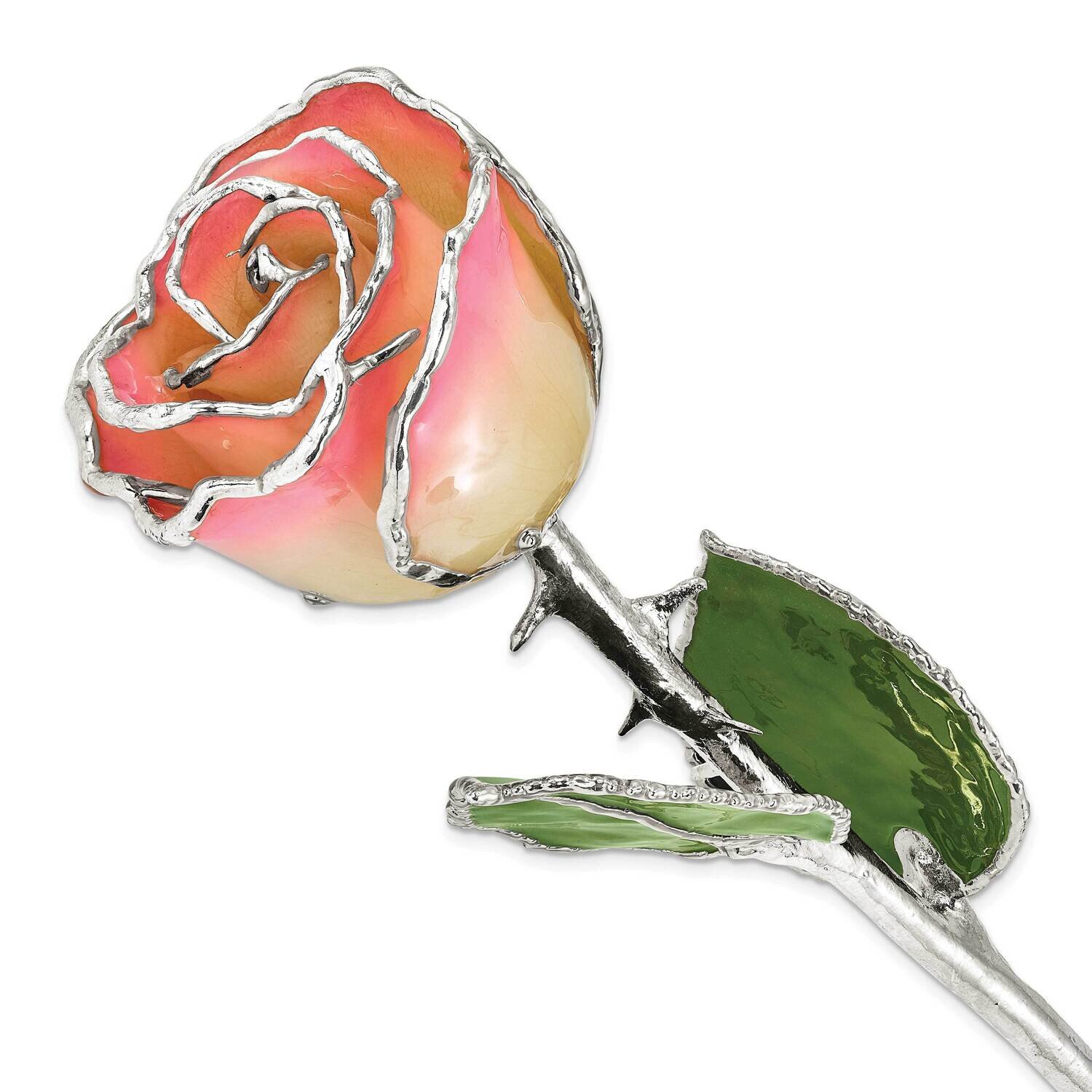 Lacquer Dipped Trimmed White/Pink Rose Silver GM16745, MPN: GM16745, 812465021441