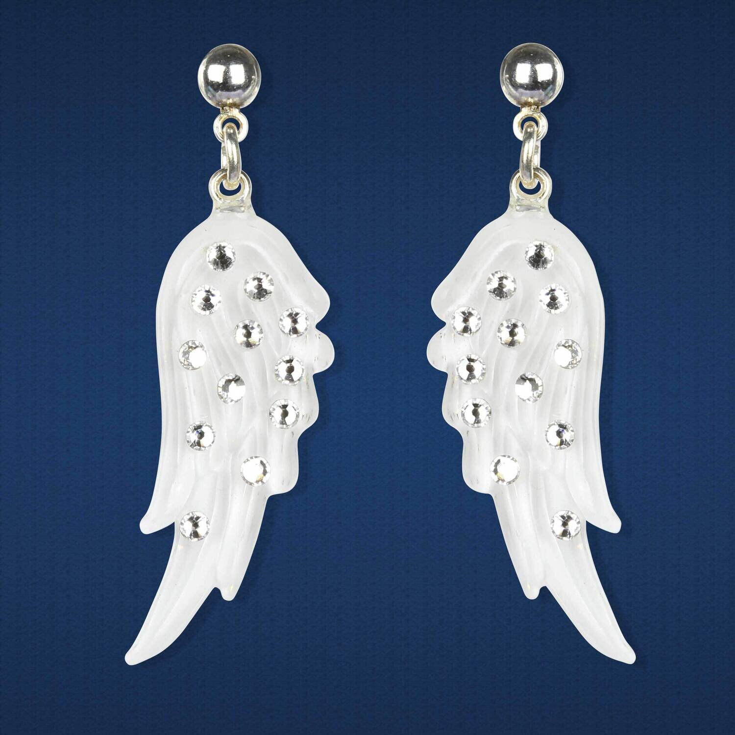 Angel Wings Glass Post Dangle Earrings GM21664