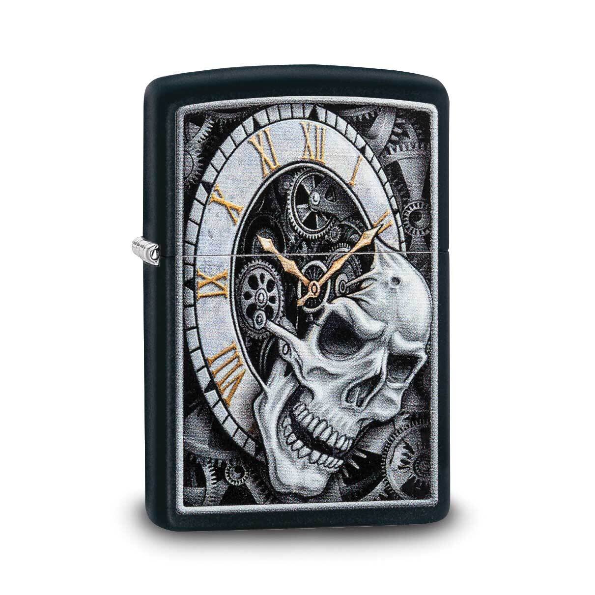 Zippo Black Matte Skull and Clock Design Lighter GM22090