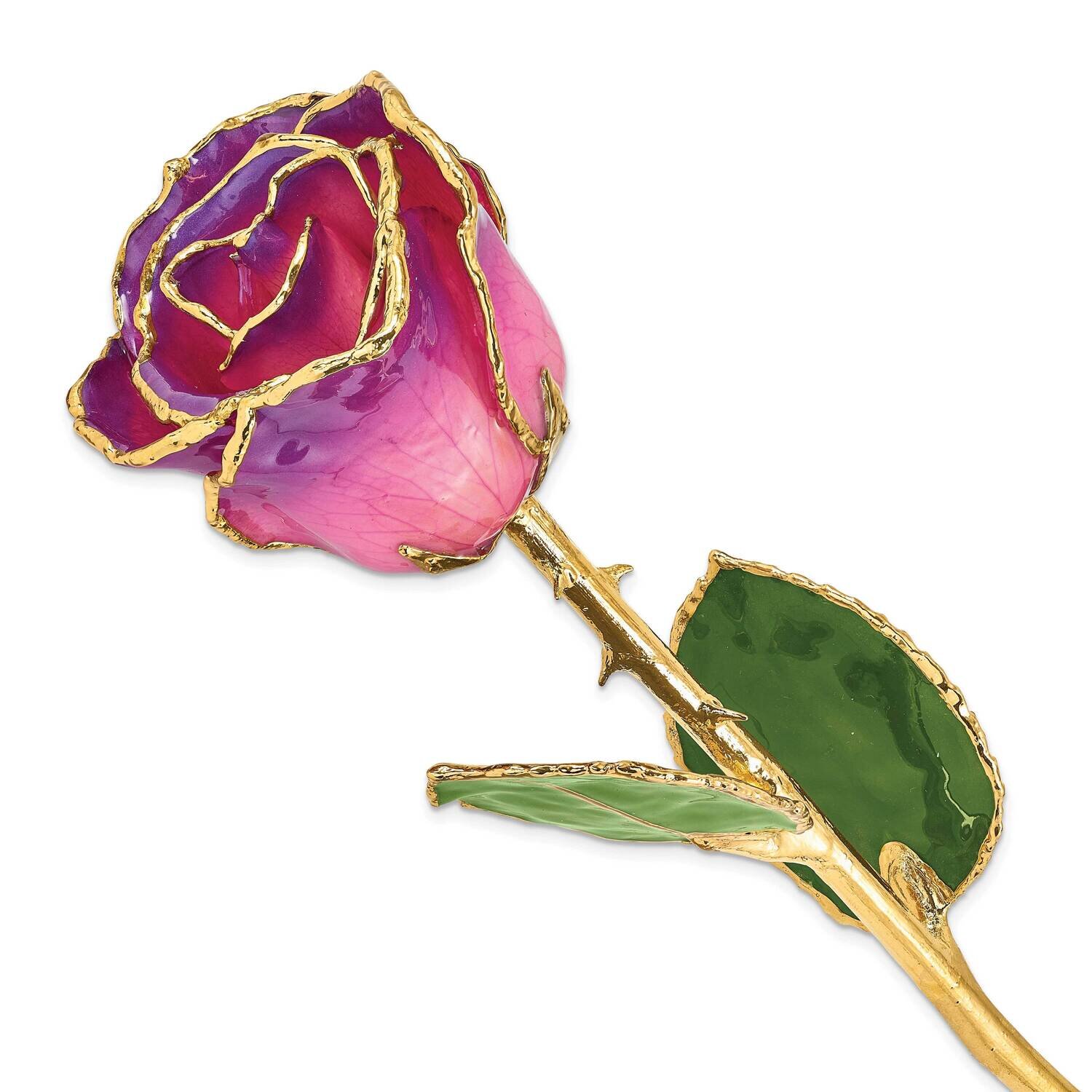 Pink Amethyst Rose Lacquer Dipped Gold Trim GM22712, MPN: GM22712, 812465023315