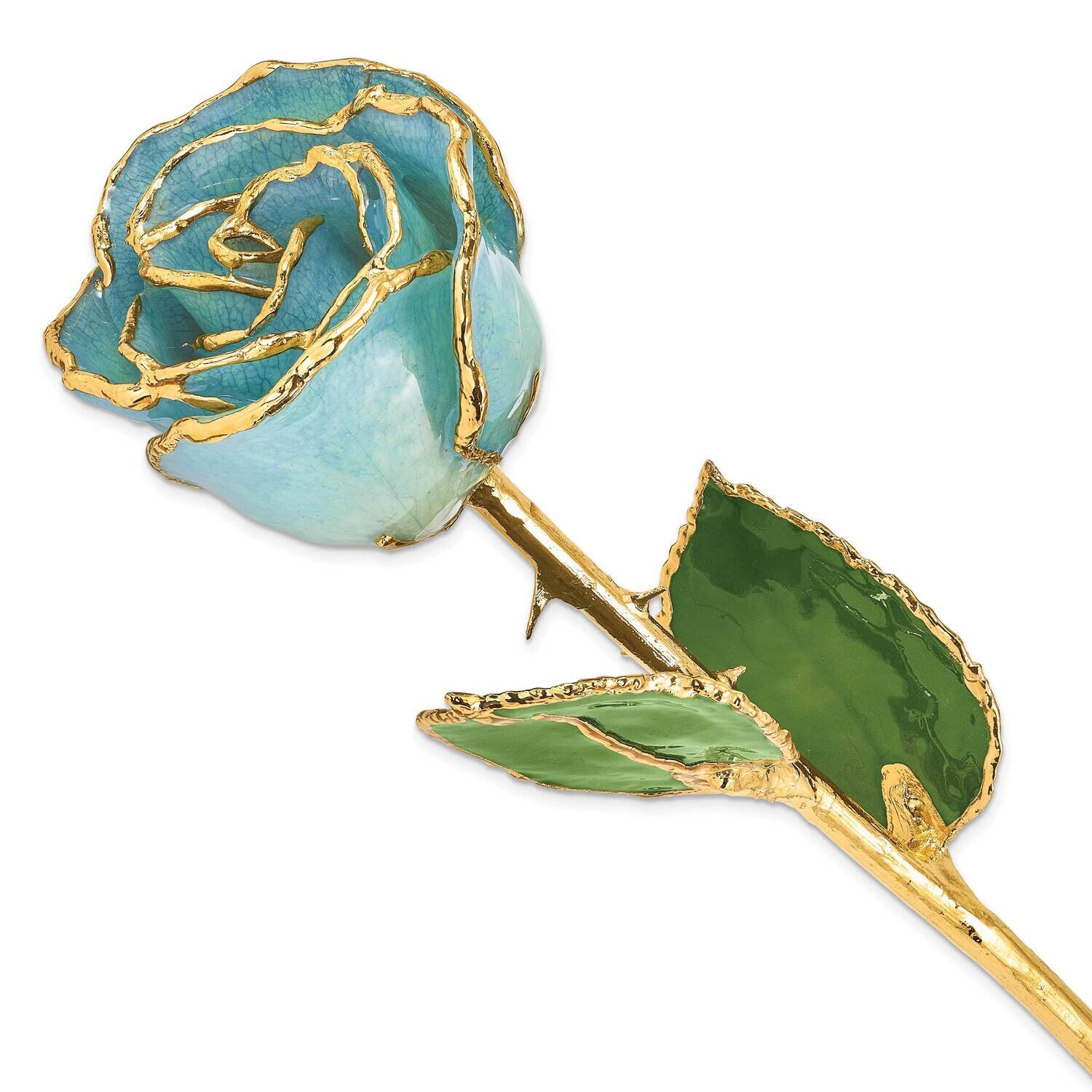 Aquamarine Blue Rose Lacquer Dipped Gold Trim GM22722, MPN: GM22722, 812465023407