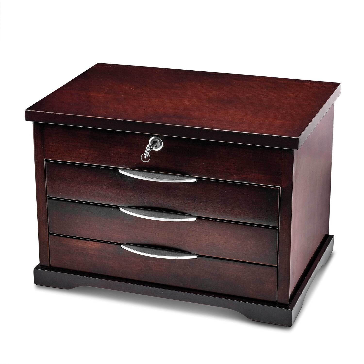 Matte Finish Ebony Veneer 3-Drawer Musical Jewelry Box JJB888, MPN: JJB888,