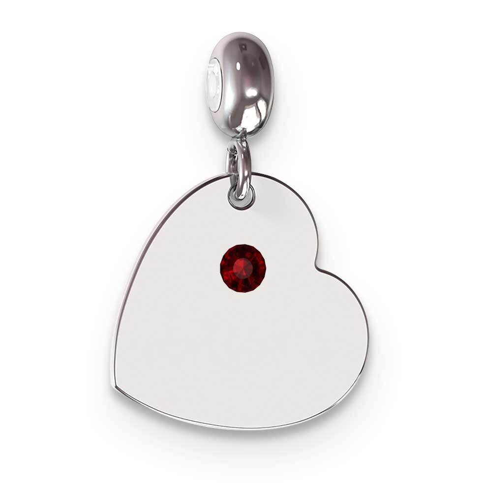 Memi Engvbl July Swarovski Crystal Heart Charm Sterling Silver Rhodium-plated ME101JUL-SS, MPN: ME1…