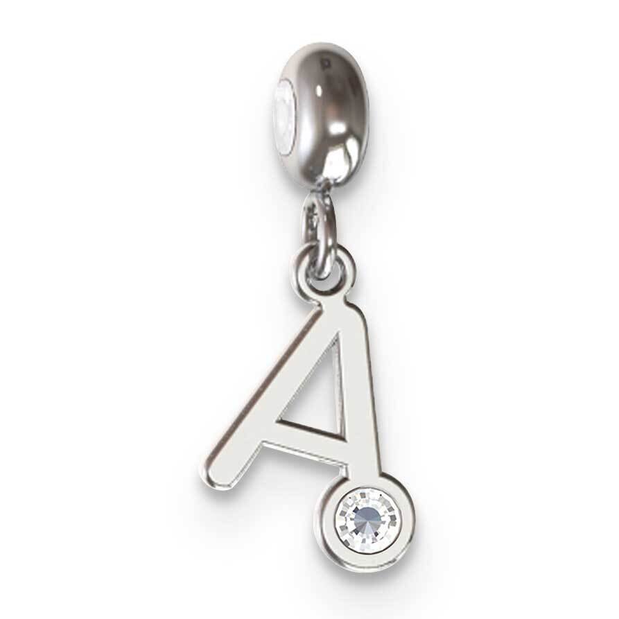 Memi Letter A with Swarovski Crystal Charm Sterling Silver Rhodium-plated ME111A-SS, MPN: ME111A-SS,