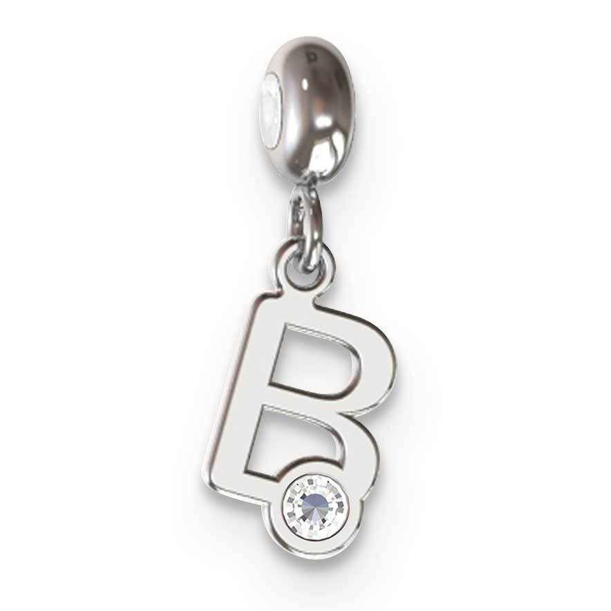Memi Letter B with Swarovski Crystal Charm Sterling Silver Rhodium-plated ME111B-SS, MPN: ME111B-SS,
