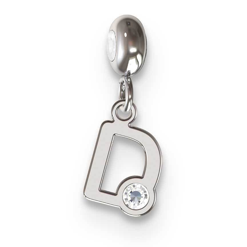 Memi Letter D with Swarovski Crystal Charm Sterling Silver Rhodium-plated ME111D-SS, MPN: ME111D-SS,
