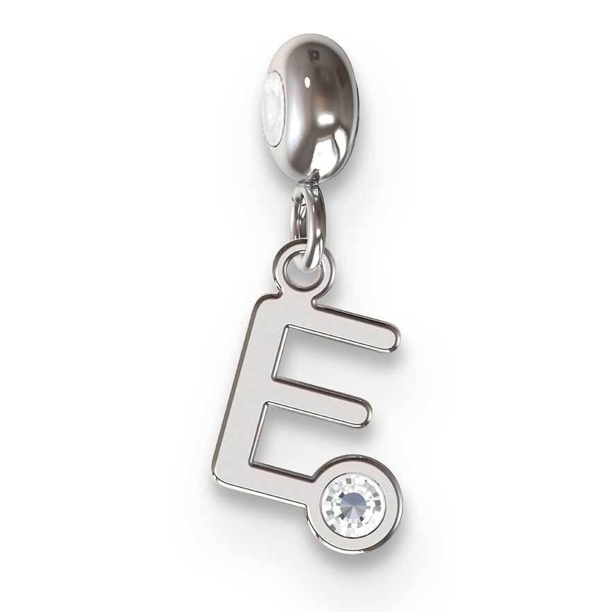 Memi Letter E with Swarovski Crystal Charm Sterling Silver Rhodium-plated ME111E-SS, MPN: ME111E-SS,