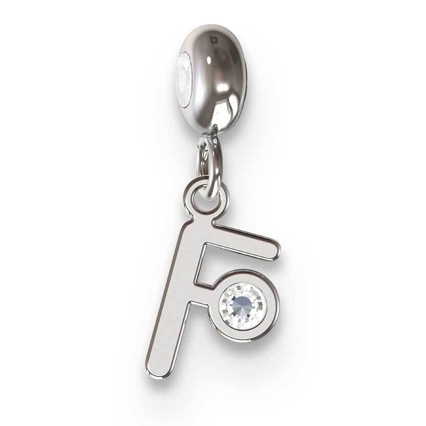 Memi Letter F with Swarovski Crystal Charm Sterling Silver Rhodium-plated ME111F-SS, MPN: ME111F-SS,