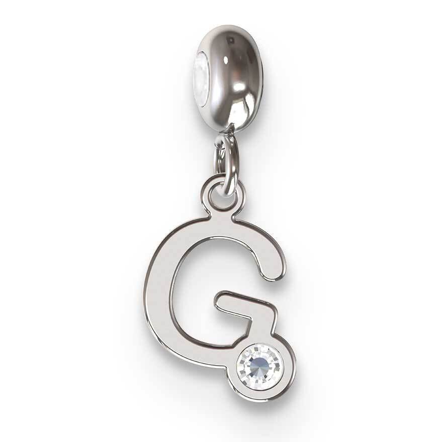 Memi Letter G with Swarovski Crystal Charm Sterling Silver Rhodium-plated ME111G-SS, MPN: ME111G-SS,
