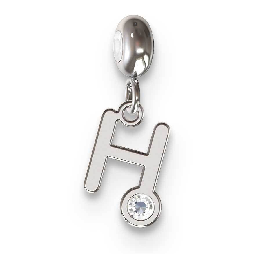 Memi Letter H with Swarovski Crystal Charm Sterling Silver Rhodium-plated ME111H-SS, MPN: ME111H-SS,