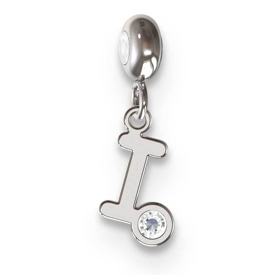 Memi Letter I with Swarovski Crystal Charm Sterling Silver Rhodium-plated ME111I-SS, MPN: ME111I-SS,