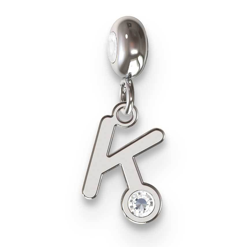Memi Letter K with Swarovski Crystal Charm Sterling Silver Rhodium-plated ME111K-SS