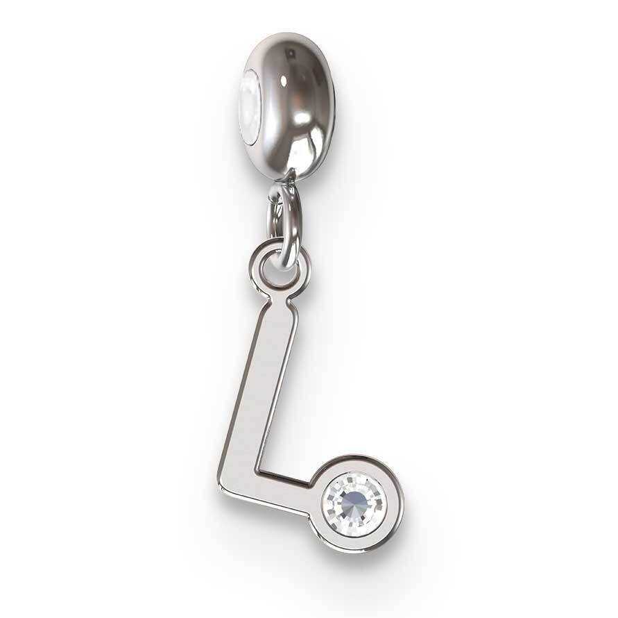 Memi Letter L with Swarovski Crystal Charm Sterling Silver Rhodium-plated ME111L-SS, MPN: ME111L-SS,