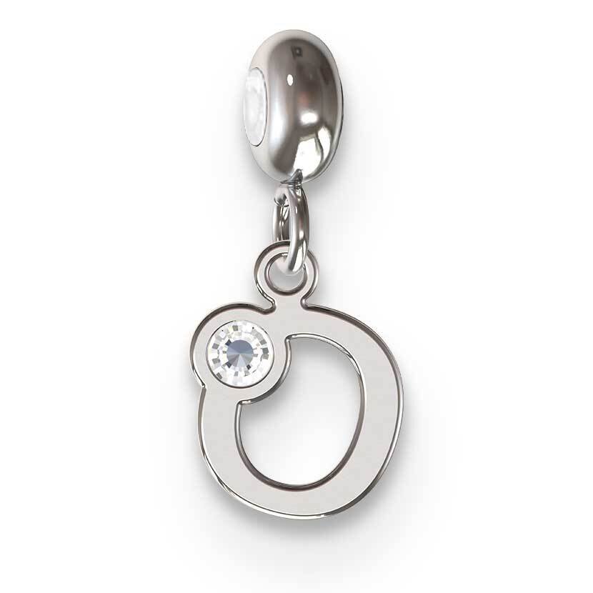 Memi Letter O with Swarovski Crystal Charm Sterling Silver Rhodium-plated ME111O-SS, MPN: ME111O-SS,
