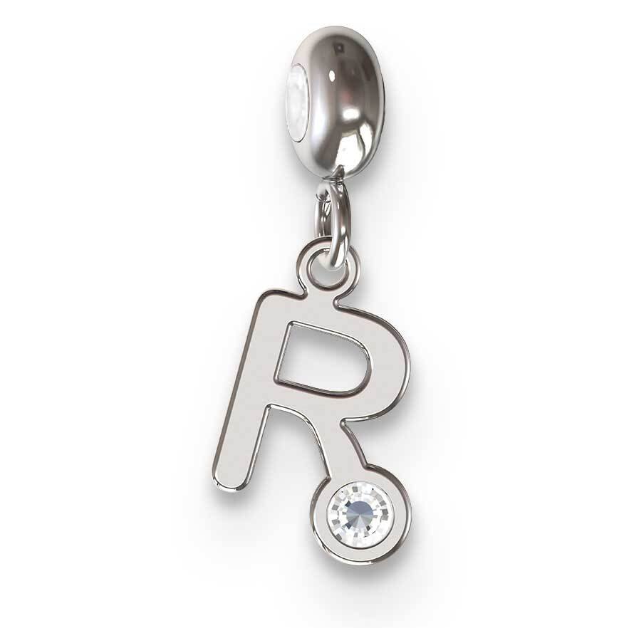 Memi Letter R with Swarovski Crystal Charm Sterling Silver Rhodium-plated ME111R-SS