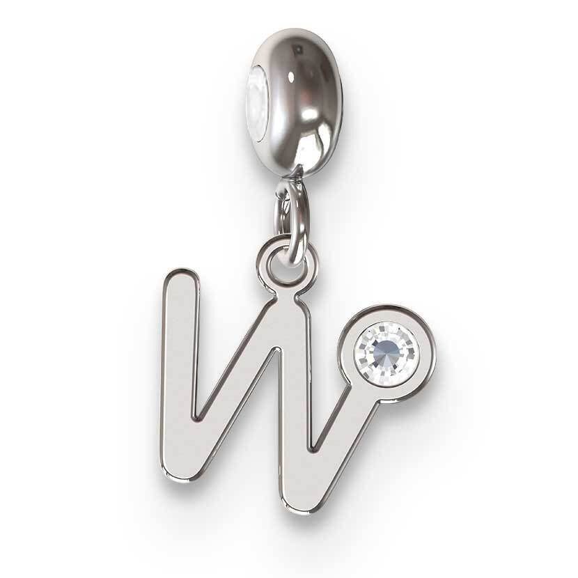 Memi Letter W with Swarovski Crystal Charm Sterling Silver Rhodium-plated ME111W-SS