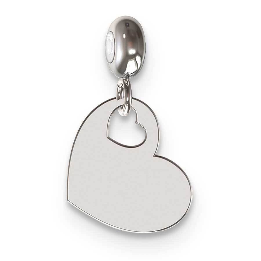 Memi Heart Charm Sterling Silver Rhodium-plated ME156-SS, MPN: ME156-SS,
