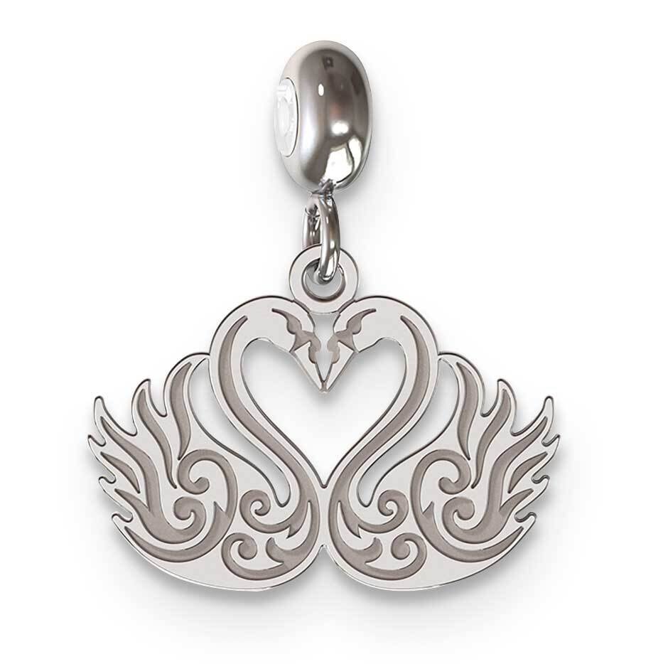 Memi Swan Heart Charm Sterling Silver Rhodium-plated ME162-SS