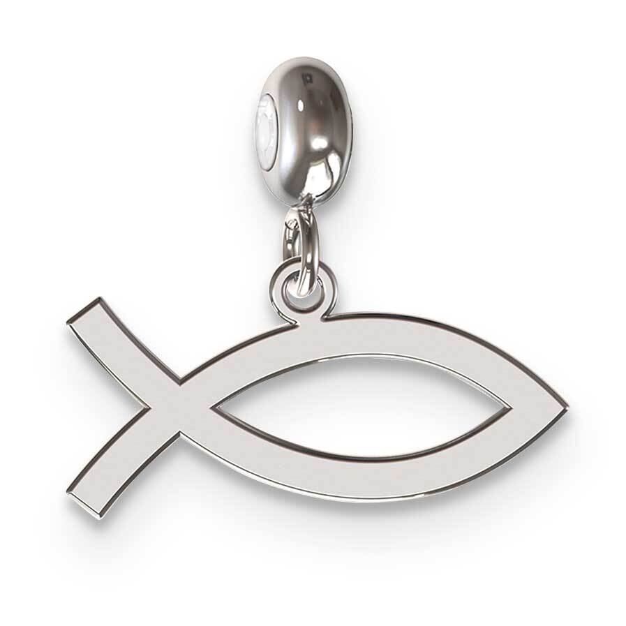 Memi Ichthus Charm Sterling Silver Rhodium-plated ME167-SS