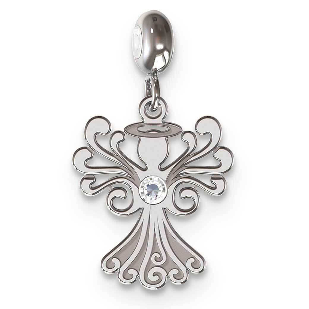 Memi Angel Wing with Swarovski Crystal Charm Sterling Silver Rhodium-plated ME172-SS