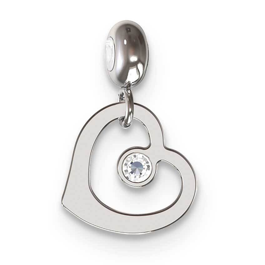 Memi Heart with Swarovski Crystal Charm Sterling Silver Rhodium-plated ME177-SS, MPN: ME177-SS,
