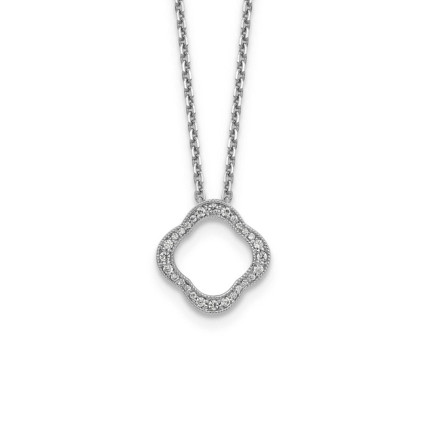 Diamond Vs/Si, D E F, Quatrefoil Floral Necklace 14k White Gold True Origin Lab Grown PM1003-015-WL…