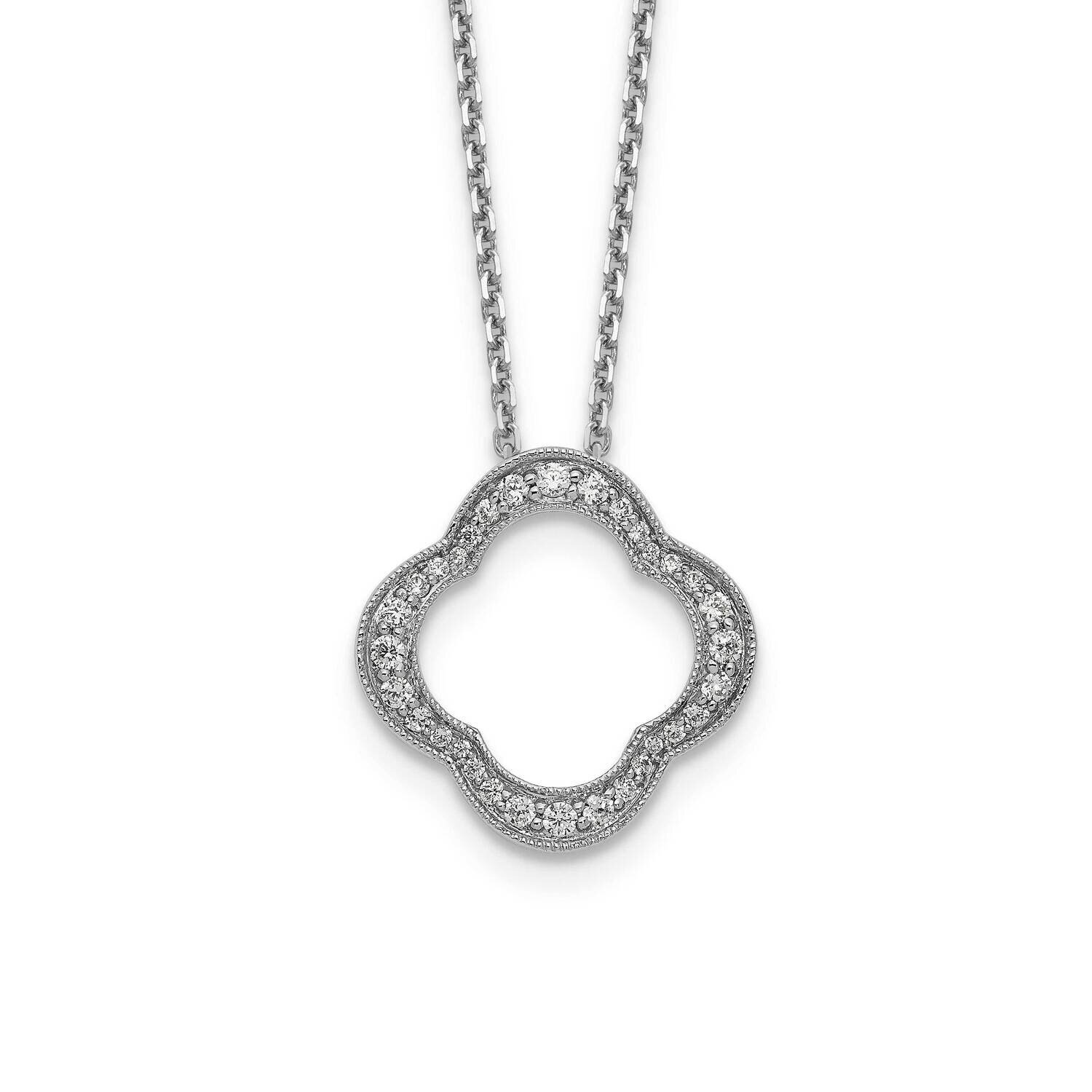 Diamond Vs/Si, D E F, Quatrefoil Floral Necklace 14k White Gold True Origin Lab Grown PM1003-040-WL…