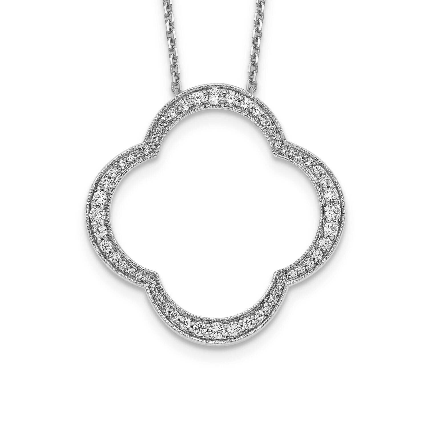Diamond Vs/Si, D E F, Quatrefoil Floral Necklace 14k White Gold True Origin Lab Grown PM1003-075-WL…