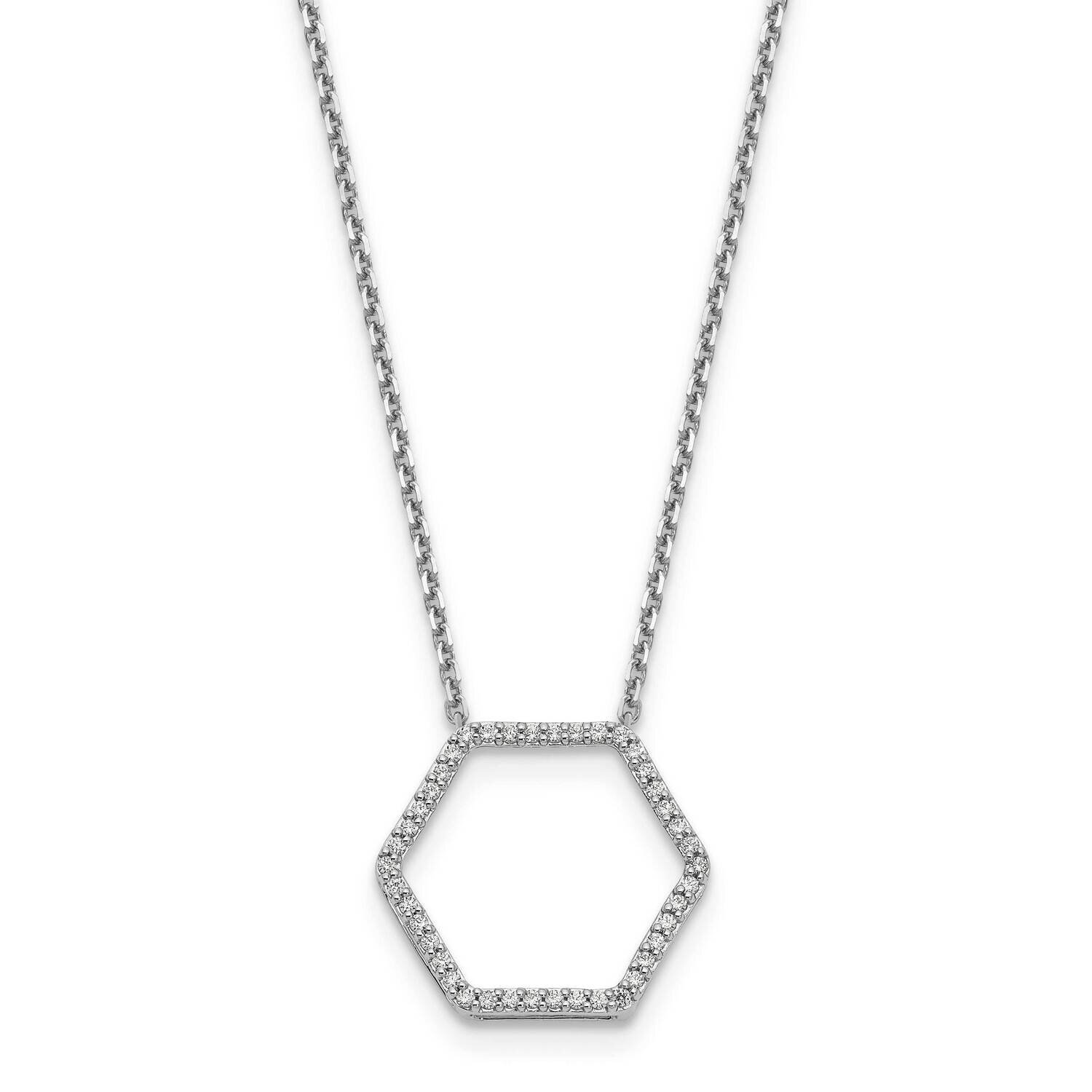 Fancy Hexagon Chain Slide Necklace 14k White Gold Diamond PM1004-025-WA