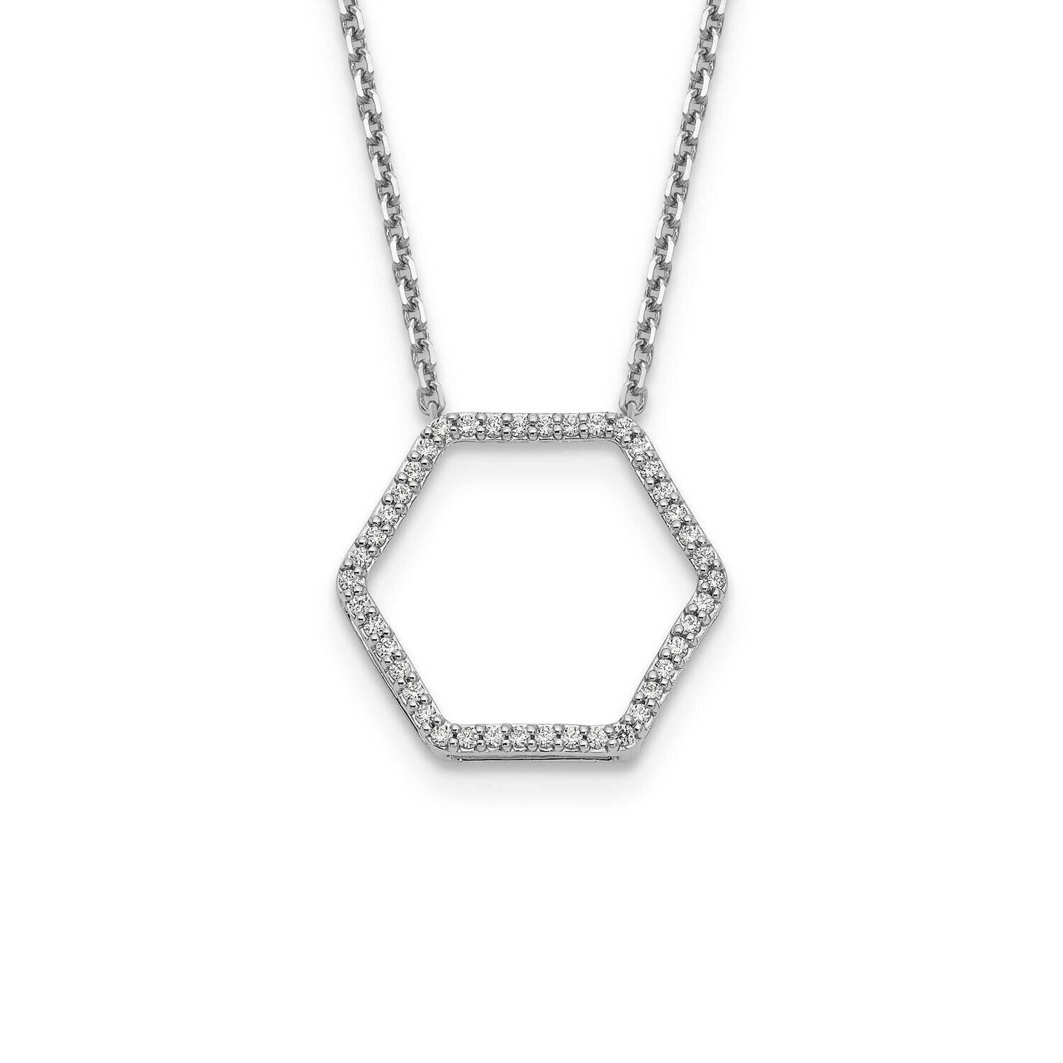 Diamond Vs/Si, D E F, Hexagon Pendant Necklace 14k White Gold True Origin Lab Grown PM1004-025-WLD,…