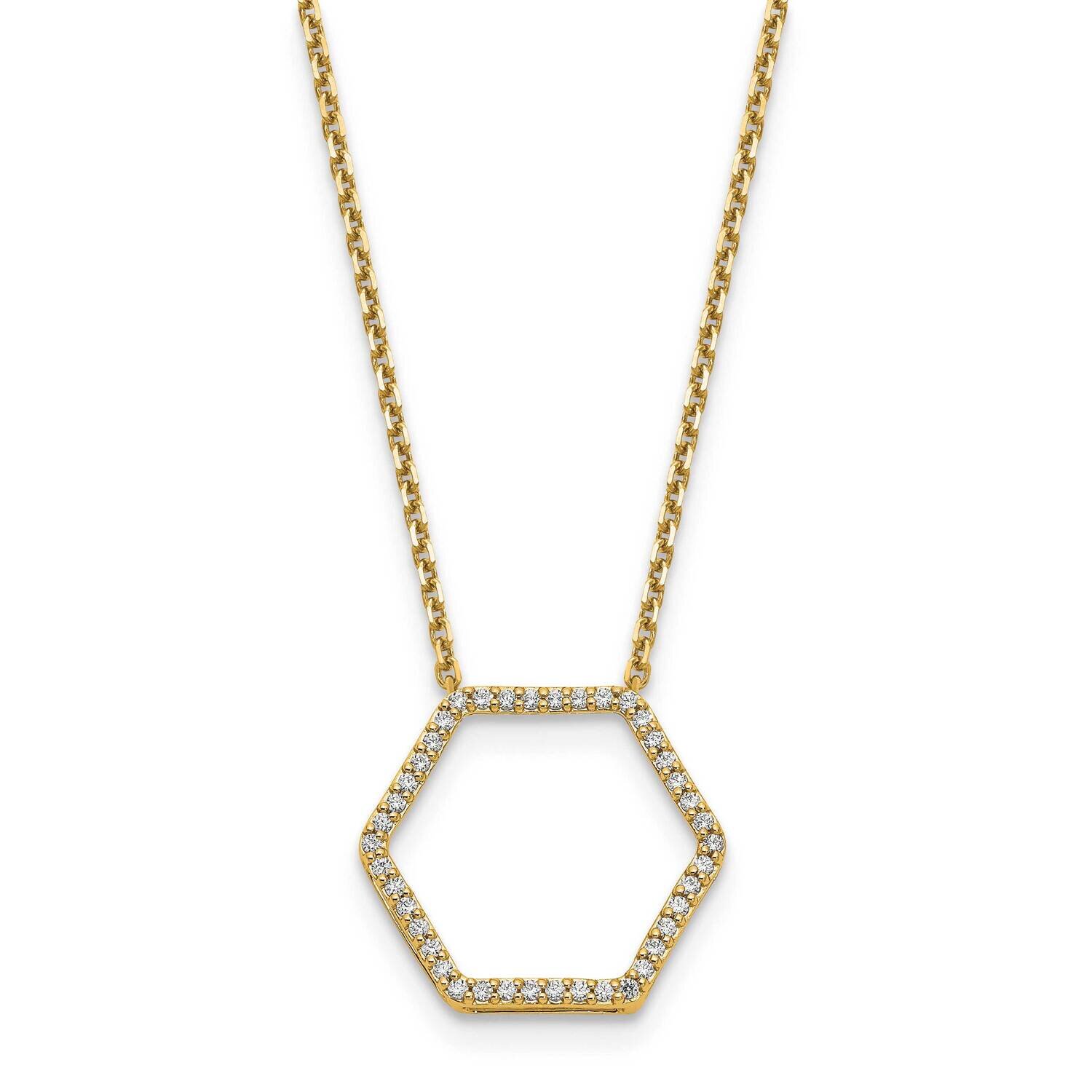 Diamond Vs/Si, D E F, Hexagon Pendant Necklace 14k Yellow Gold True Origin Lab Grown PM1004-025-YLD…