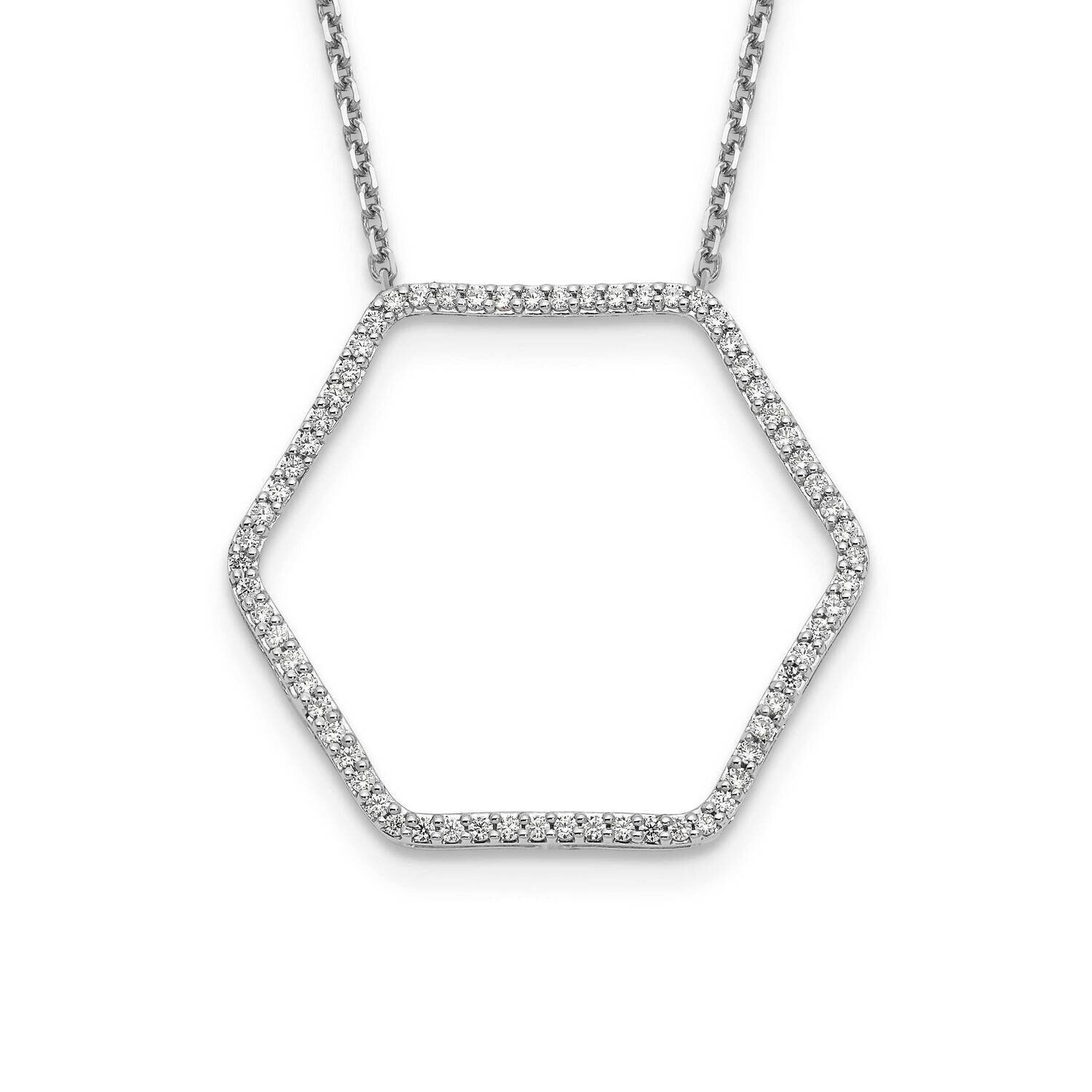 Fancy Hexagon Chain Slide Necklace 14k White Gold Diamond PM1004-050-WA, MPN: PM1004-050-WLD, 19110…