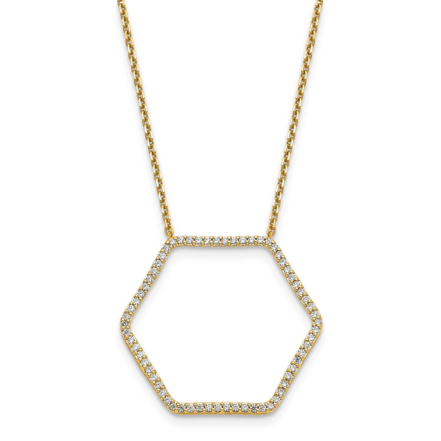 Diamond Vs/Si, D E F, Hexagon Pendant Necklace 14k Yellow Gold True Origin Lab Grown PM1004-050-YLD…