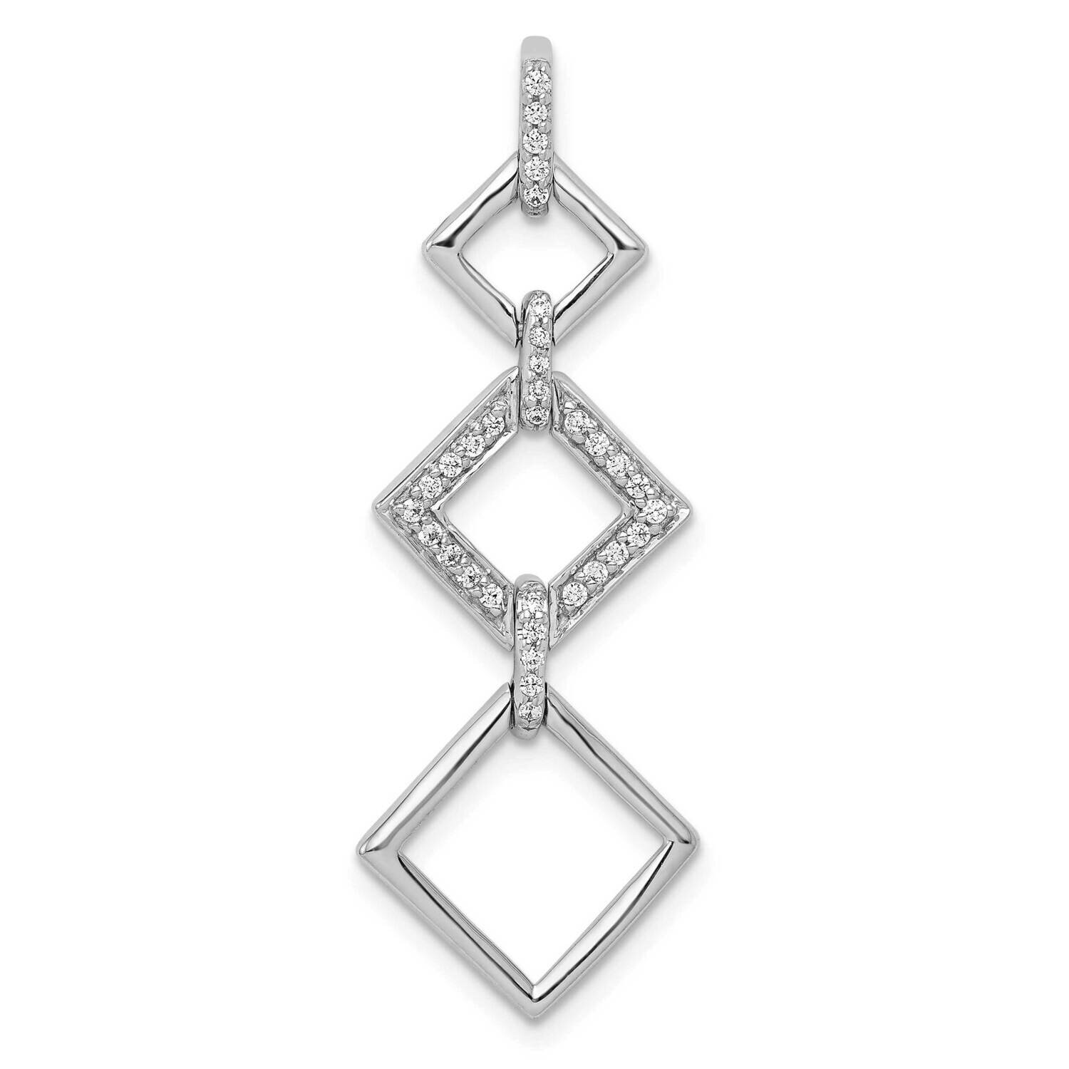 1/6Ct. Diamond Fancy Square Dangle Pendant 14k White Gold PM3720-015-WA, MPN: PM3720-015-WA, 883957…