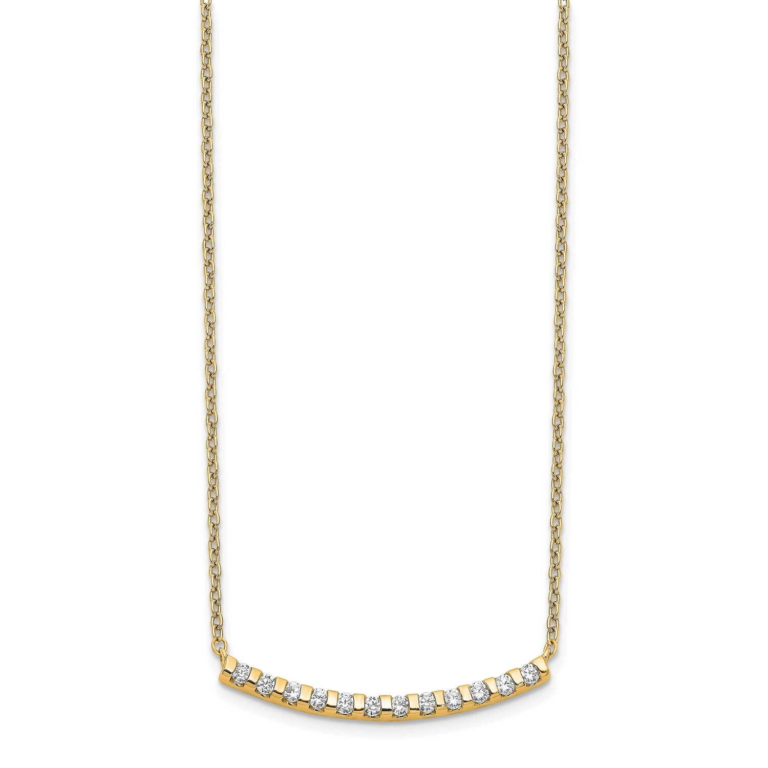 Si1/Si2, G H I, Curved Bar Necklace 14k Yellow Gold Lab Grown Diamond PM3732-025-YLG, MPN: PM3732-0…