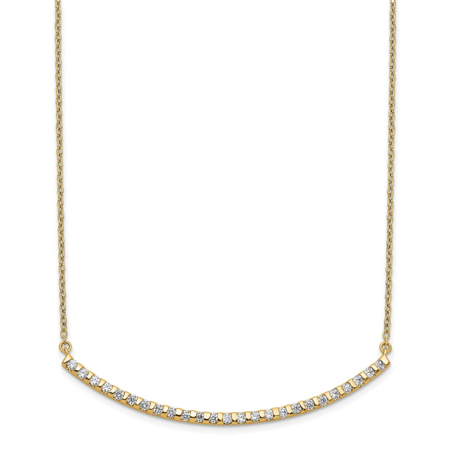 Si1/Si2, G H I, Curved Bar Necklace 14k Yellow Gold Lab Grown Diamond PM3732-050-YLG, MPN: PM3732-0…