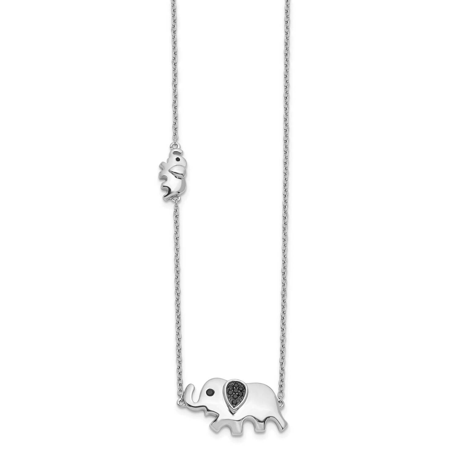Black Diamond Elephant Necklace 14k White Gold PM3771-BK-005-WA