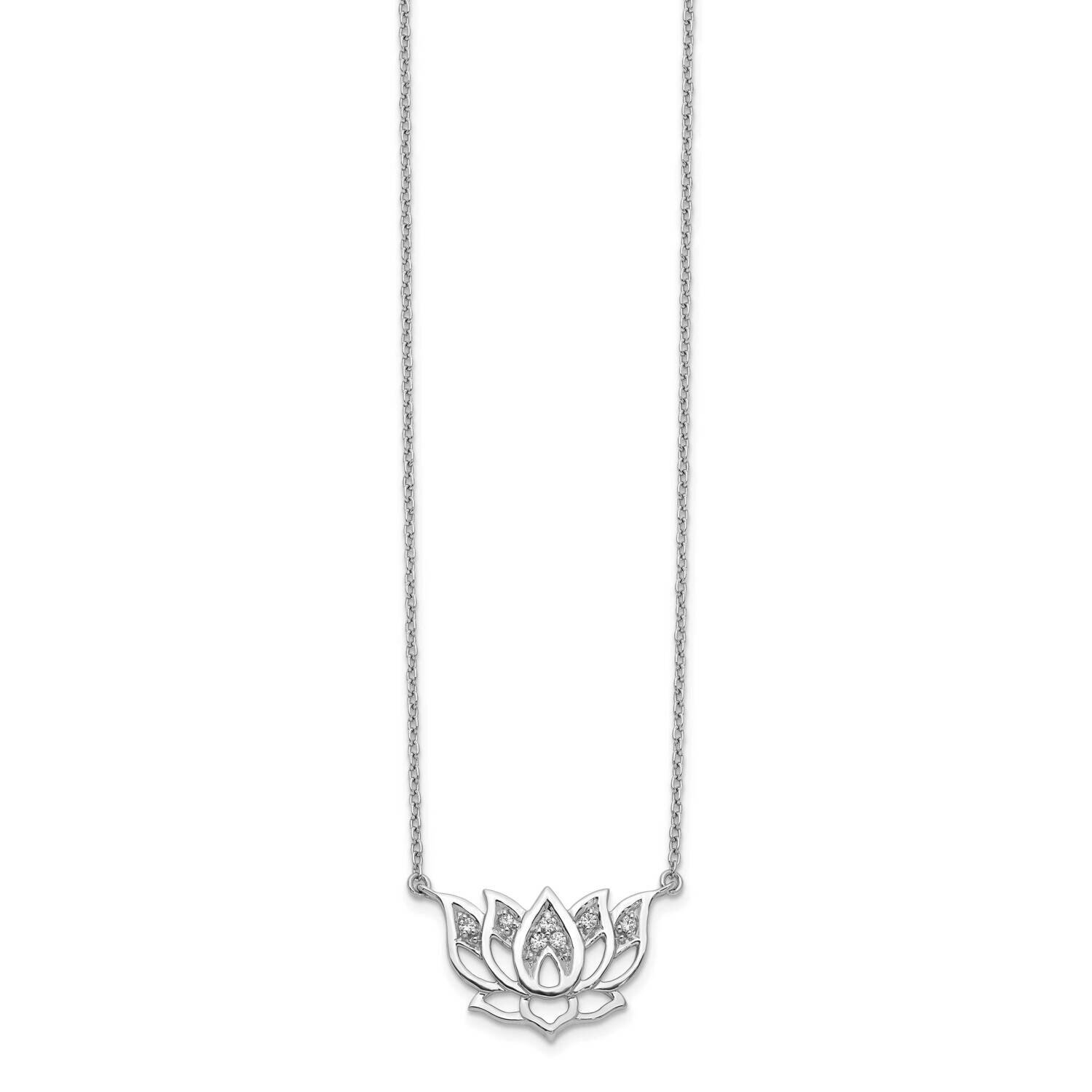 Lotus Flower Necklace 14k White Gold Diamond PM3810-008-WA, MPN: PM3810-008-WA, 883957762487