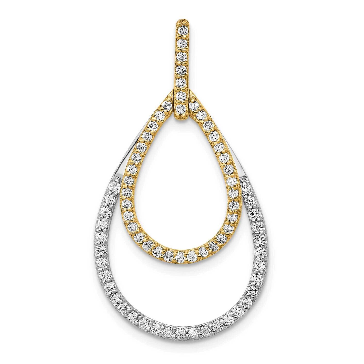1/2Ct. Diamond Double Teardrop Pendant 14k Two-Tone Gold PM3817-050-YWA, MPN: PM3817-050-YWA,