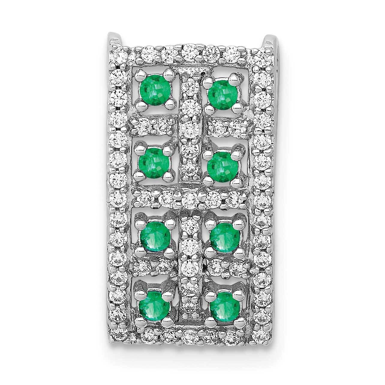 Emerald Fancy Chain Slide 14k White Gold Diamond PM3842-EM-030-WA, MPN: PM3842-EM-030-WA,