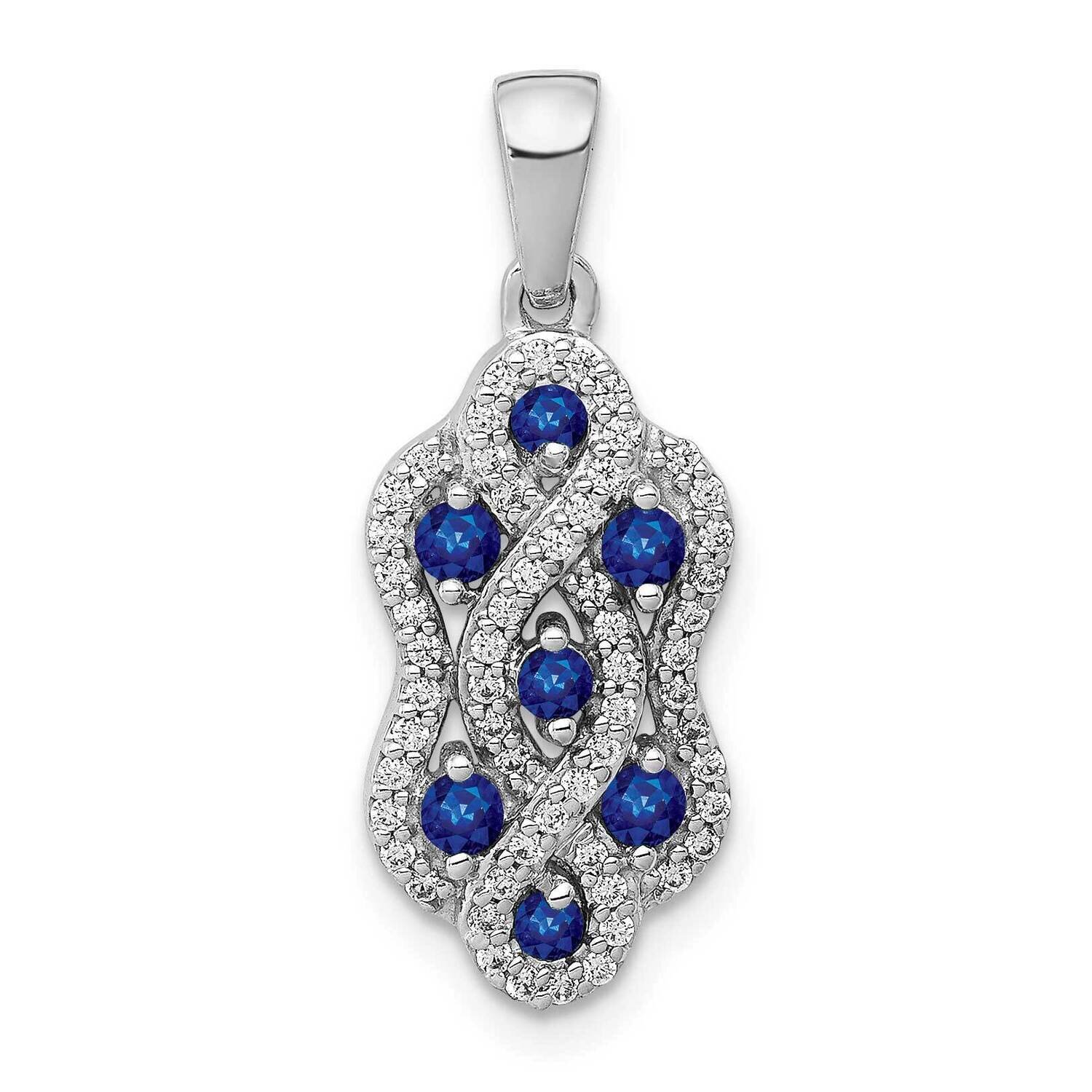 Sapphire Fancy Twisted Pendant 14k White Gold Diamond PM3845-SA-025-WA