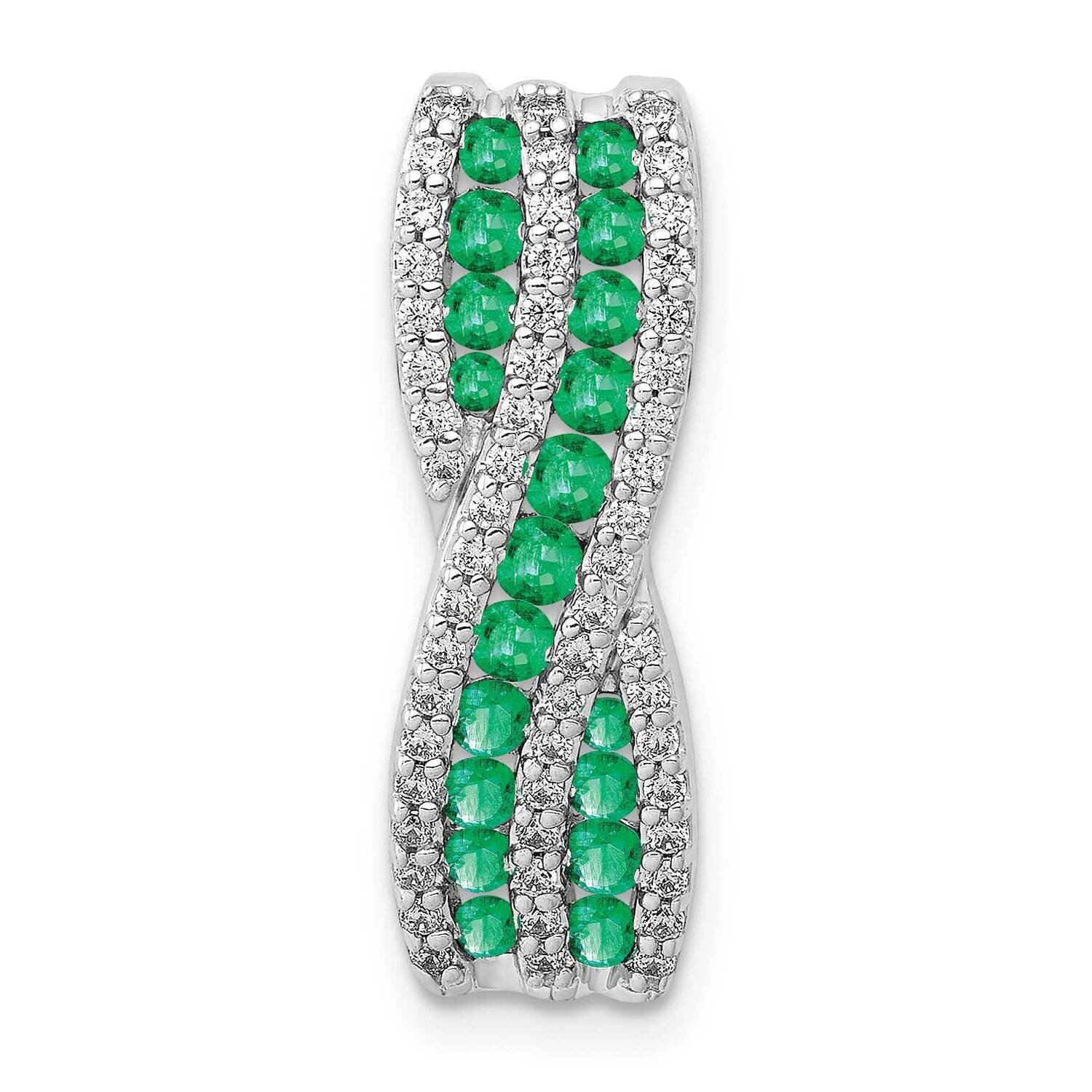 Twist Diamond &amp; Emerald Fancy Chain Slide 14k White Gold PM3847-EM-030-WA, MPN: PM3847-EM-030-WA,
