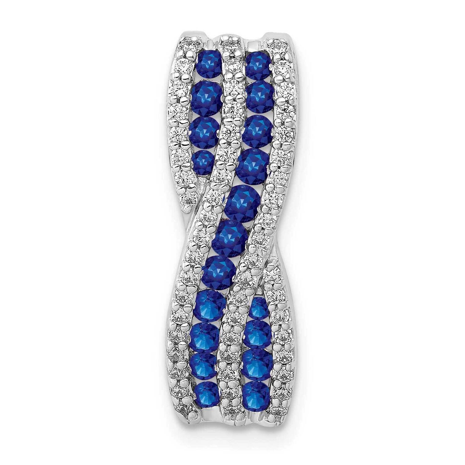 1/3 Ct. Diamond &amp; .45 Sapphire Fancy Twist Chain Slide 14k White Gold PM3847-SA-030-WA, MPN: PM3847…